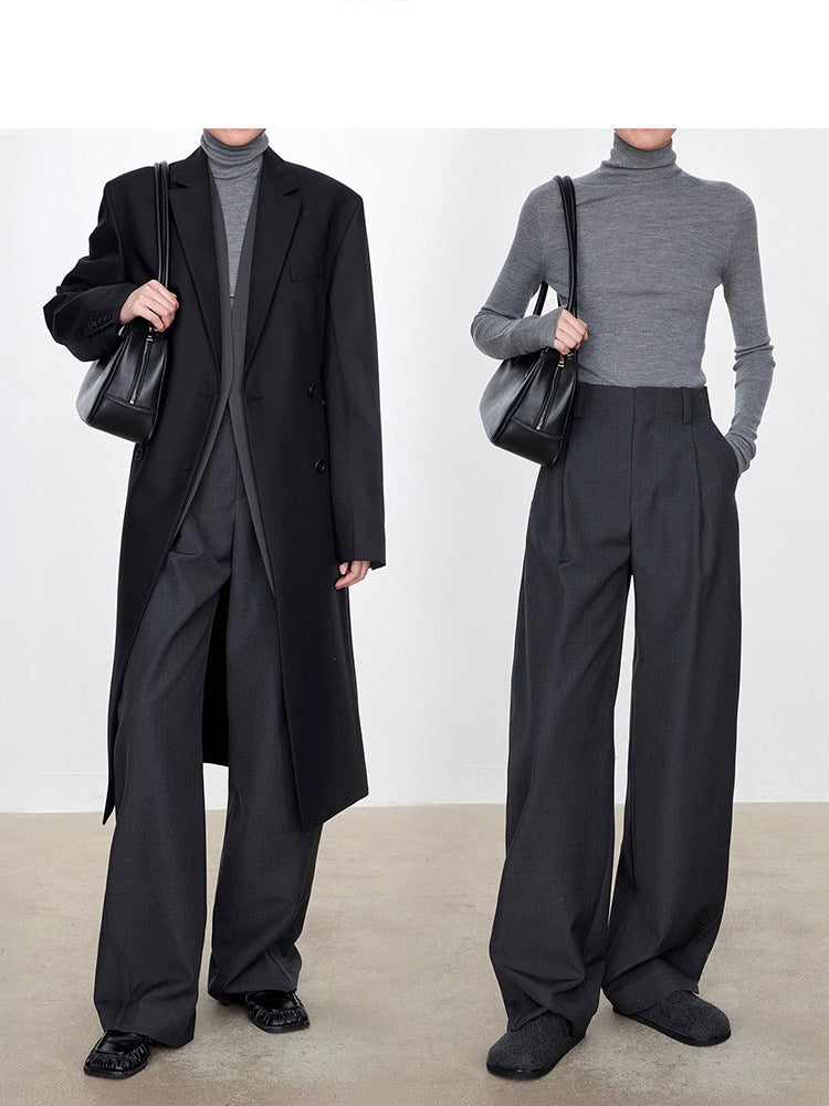 Pantalon large en laine peignée pour femme 