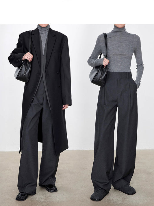 Pantalon large en laine peignée pour femme 