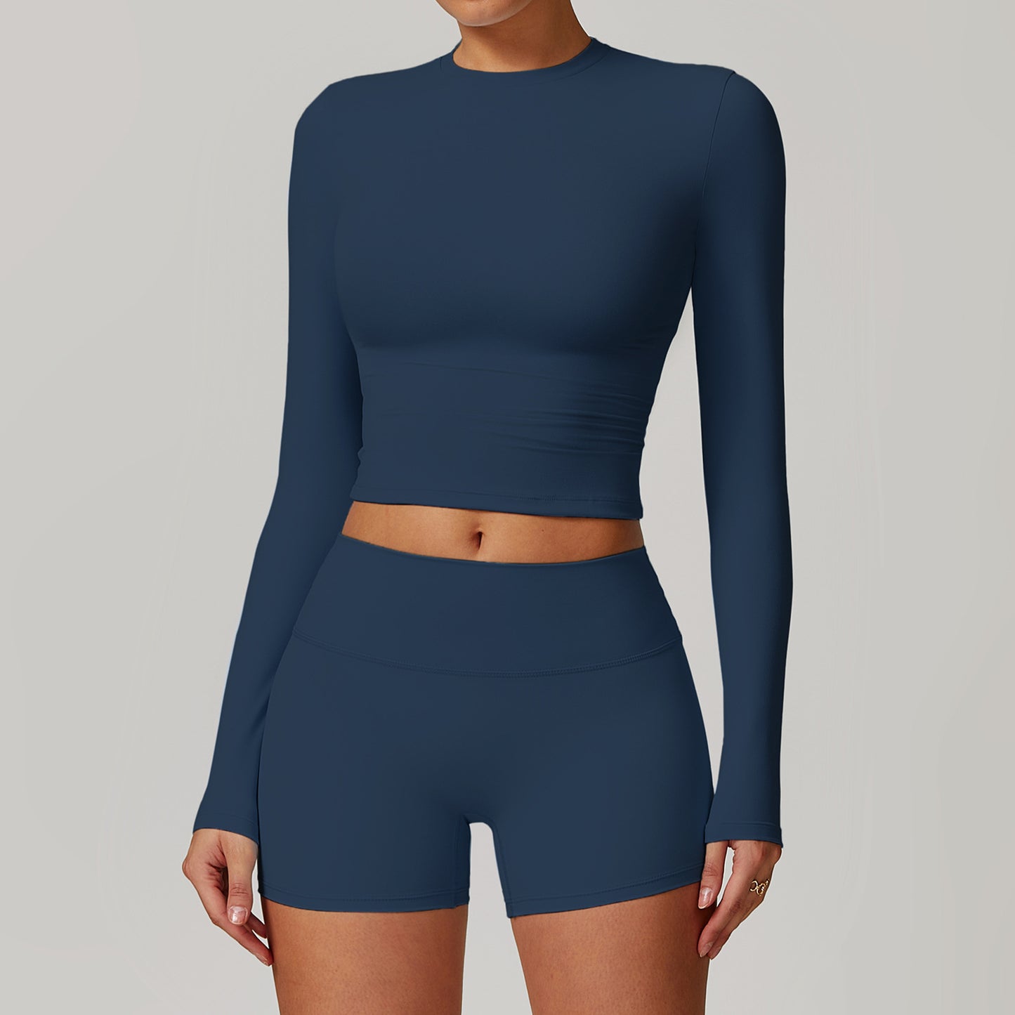 Conjunto de ioga com gola redonda 