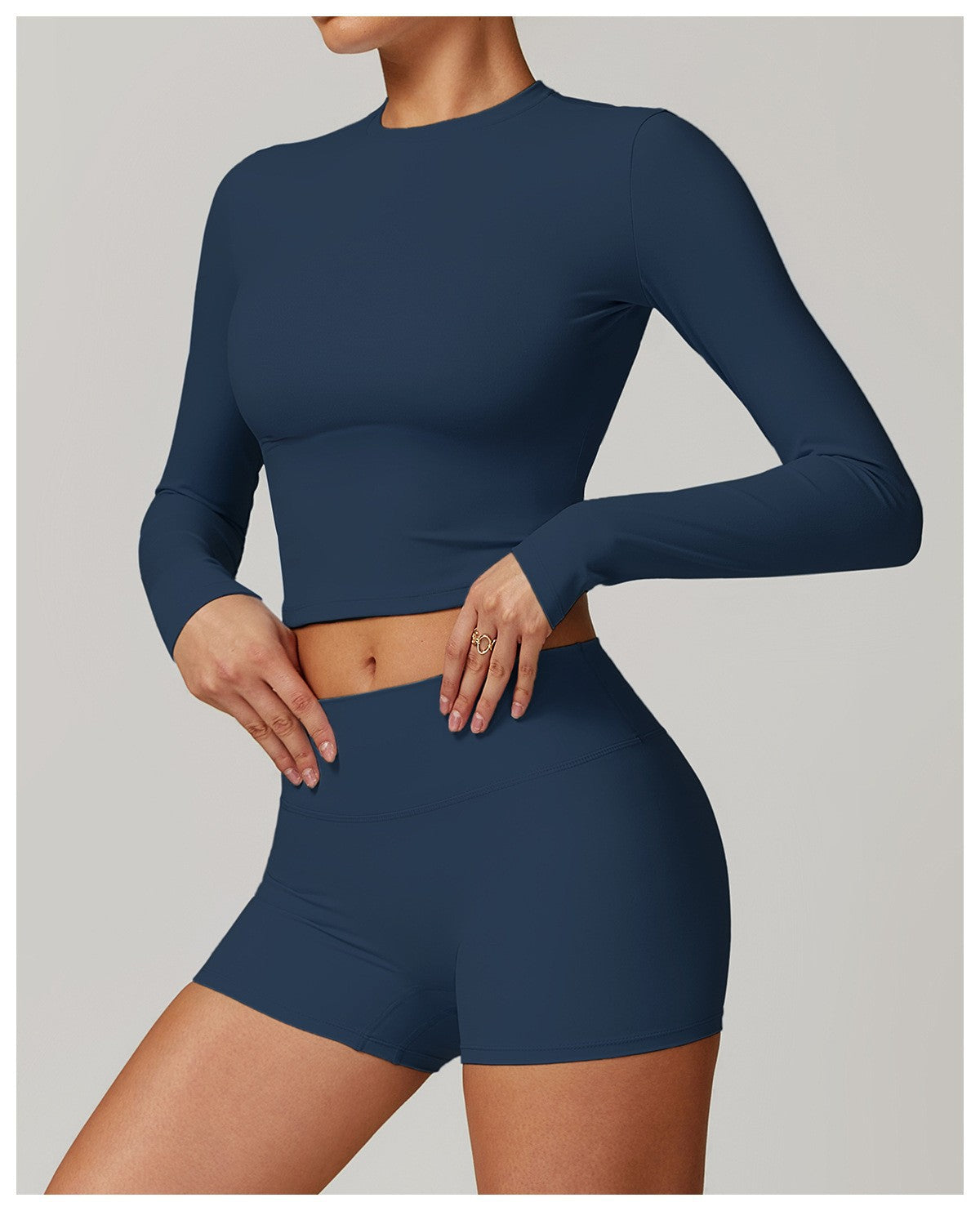 Conjunto de ioga com gola redonda 