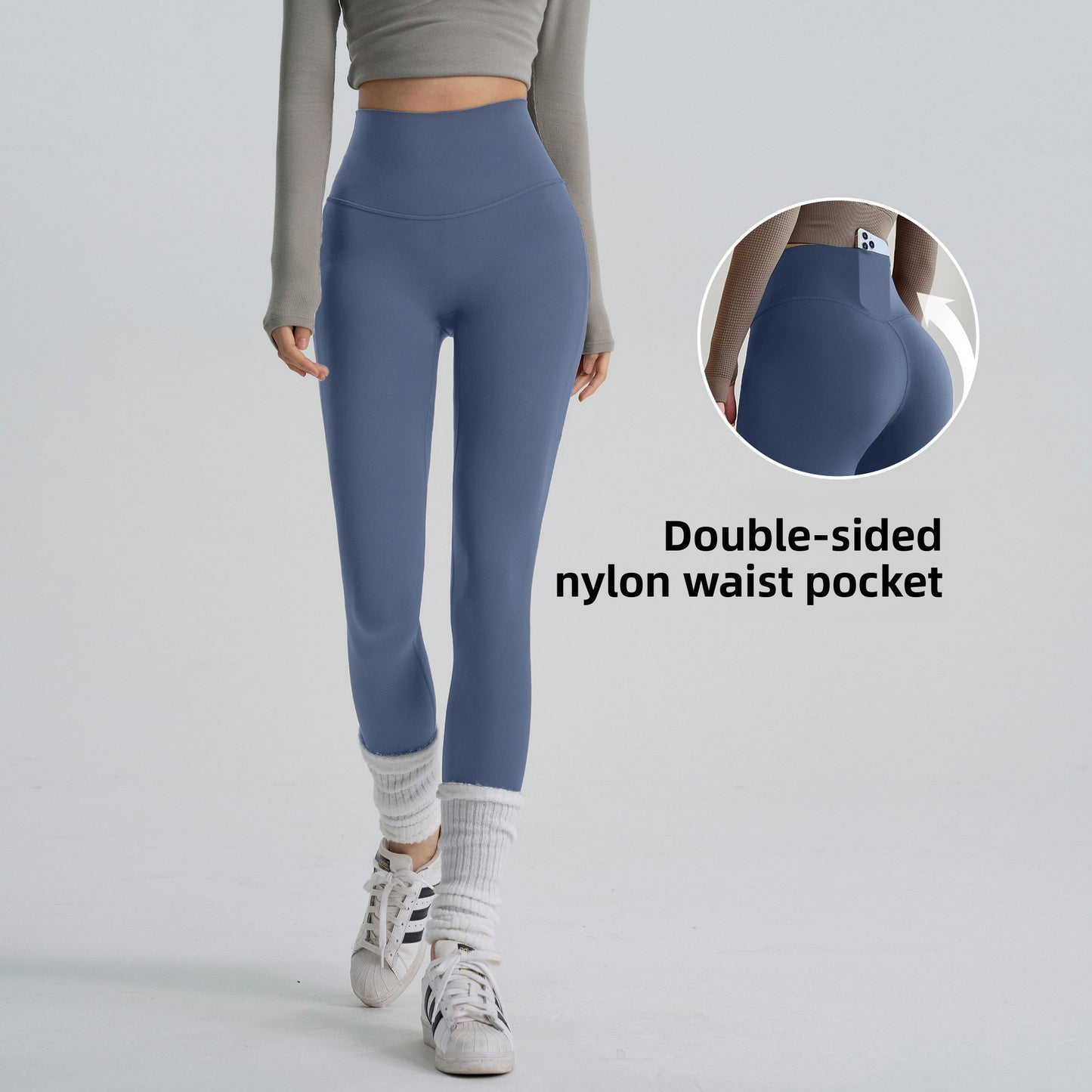 Calças de ioga de cintura subida 