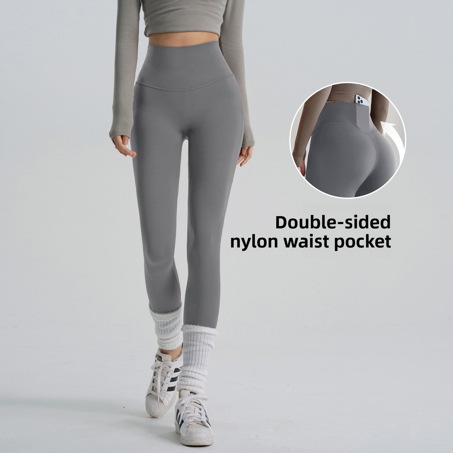 Calças de ioga de cintura subida 